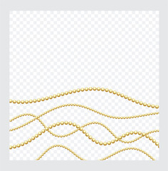 Mardi Gras. Golden or Bronze Color Round Chain. Realistic String Beads insulated. Decorative element. Gold Bead Design. Vector illustration.