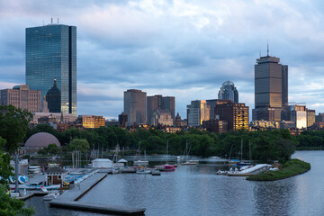 Wall Mural - The night time Boston skyline 