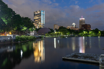 Wall Mural - The night time Boston skyline 