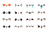 Fototapeta Młodzieżowe - Set of various kawaii emoticons. Vector emoji, smile icons