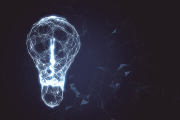 Wall Mural - Creative polygonal light bulb on dark background.