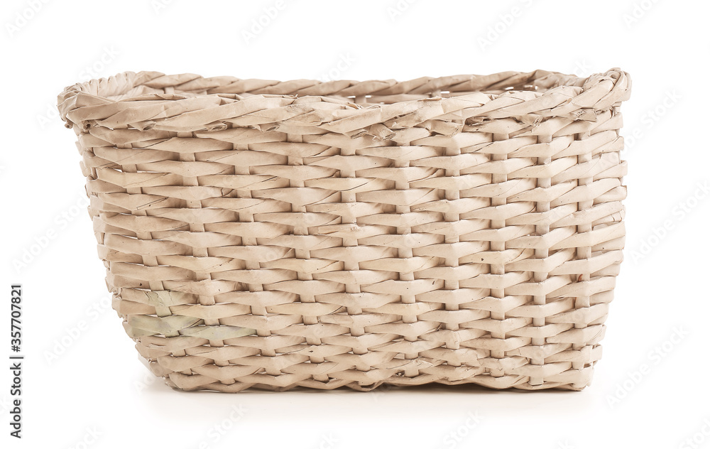 Wicker basket on white background