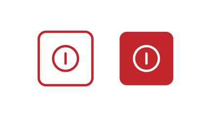 Wall Mural - red and line power button for your design. off isolated vector concept in flat