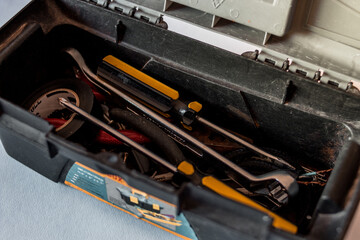 Toolbox with Set of tools for home DIY repairs