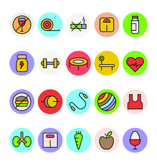 Fitness and Health Colored Vector Icons