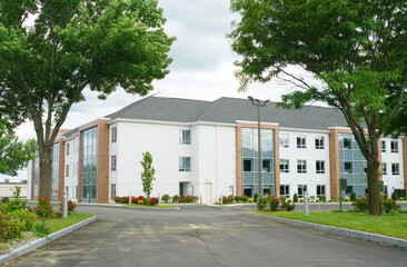 Wall Mural - exterior view of modern rental apartment buildings and road