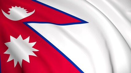 Wall Mural - Nepal National Flag - 4K seamless loop animation of the Nepali flag. Highly detailed realistic 3D rendering