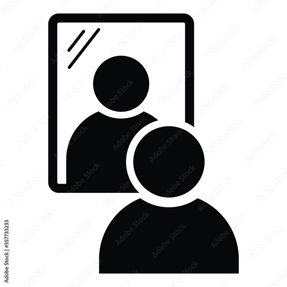 Stick Figure Man Looking Into Mirror. Black Illustration Isolated on a  White Background. EPS Vector Stock Vector | Adobe Stock, image size:1000x1000