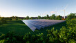 Leinwandbild Motiv Solar farm or solar power plant consist of solar cell or photovoltaic cell in panel. That is sun business to generate electrical power or direct current electricity by light or sunlight. 3d render.