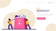 © shendart - People bought a complete package of medicines, medicines. Medical preparations concept. Modern flat illustration.