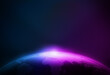3D rendering neon glowing earth parts, internet science and technology background.