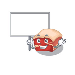 Poster - sweet Mascot design of pork belly bring a board