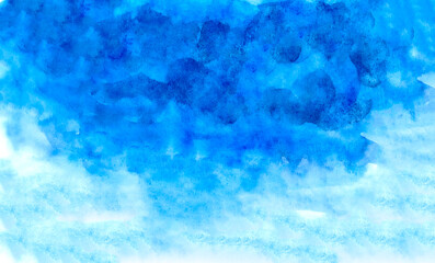 Wall Mural - watercolor illustration art abstract blue color texture background, clouds and sky pattern. watercol