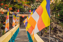 Buddhist Flags At A Temple In Vietnam