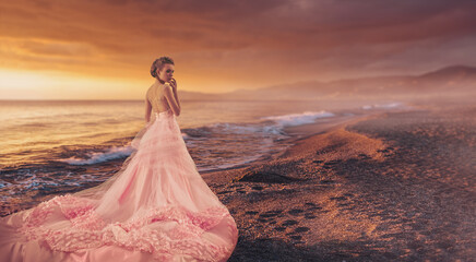 lady on beach of ocean