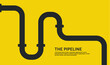 Web banner. Industrial background with yellow pipeline. Oil or gas pipeline. Vector illustration in a flat style.