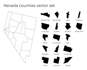 Wall Mural - Nevada map with shapes of regions. Blank vector map of the Us State with counties. Borders of the us state for your infographic. Vector illustration.