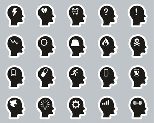 Wall Mural - Stress & Pressure Black Icons Black & White Sticker Set Big