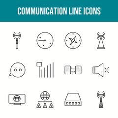 Poster - Unique communication vector line icon set