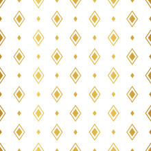 Gold Diamond Shape Seamless Pattern On White Background 