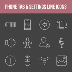 Poster - Unique phone tab & settings vector line icon set