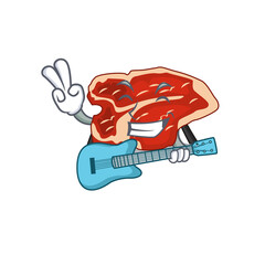 Poster - T-bone musician cartoon design playing a guitar