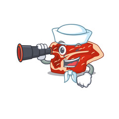 Sticker - A cartoon image design of T-bone Sailor with binocular