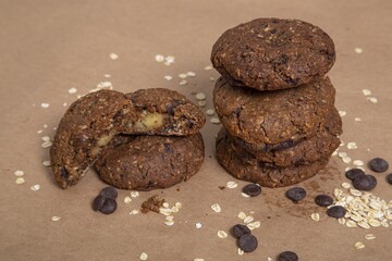 Poster - Closeup shot of chocolate cookies next to each other