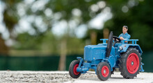 Blue Tractor Toy Model