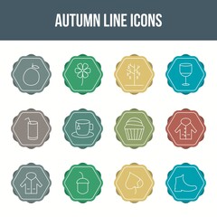 Wall Mural - Unique autumn vector line icon set