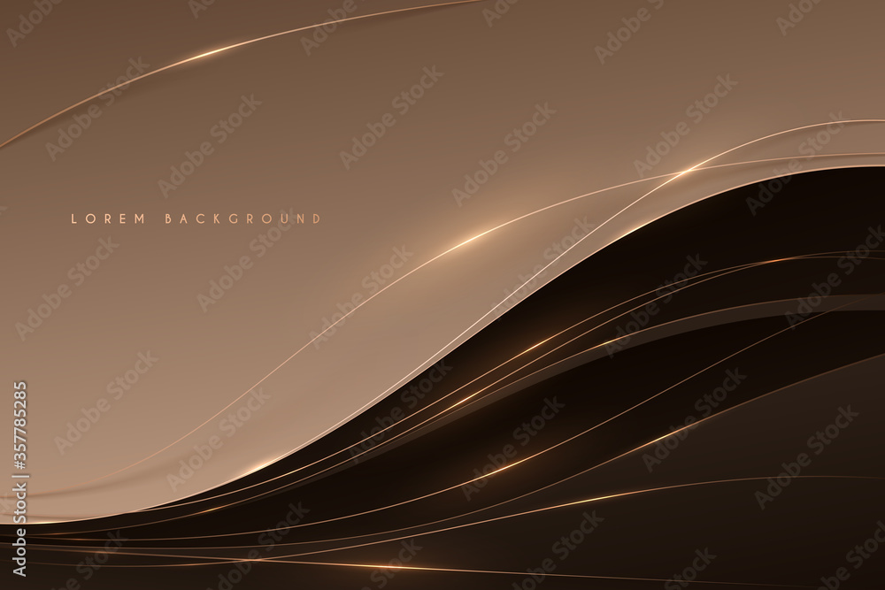 Abstract soft brown color background with gold lines - obrazy, fototapety, plakaty 