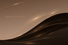 Abstract Soft Brown Color Background With Gold Lines