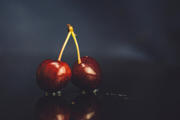 cherries on adark background