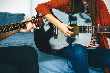 Wall Mural - Learning to play the guitar