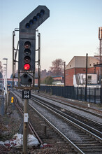 Red Danger Signal On UK Railway Line