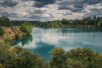 Wall Mural - Turquoise lake Wapienniki near Sulejow, Lodzkie, Poland