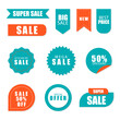 © meranda - Sale round banner set, circle special offer tag collection. Hot deal 50% off badge template, this weekend only sale icon.