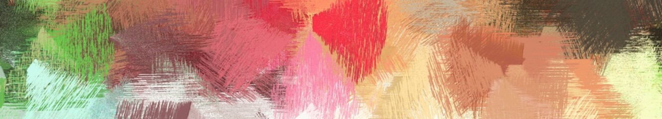 Wall Mural - wide landscape graphic with modern brush strokes background with rosy brown, dark salmon and light g