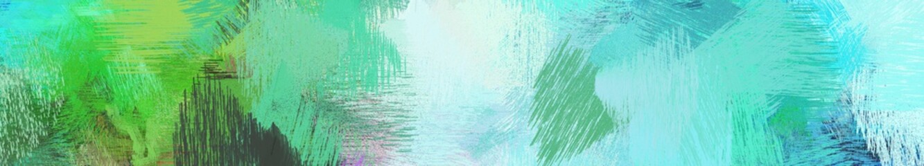 Wall Mural - wide landscape graphic with creative brush strokes background with medium aqua marine, aqua marine a