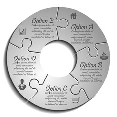 Fototapete - Five sided 3d puzzle presentation infographic template with explanatory text field for business statistics