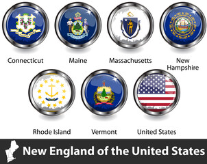 Wall Mural - Flags of New England, US