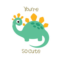 Canvas Print - Vector doodle of cute dinosaur