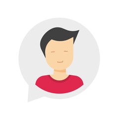 Wall Mural - Live chat icon vector or online man person typing message symbol flat cartoon, idea of chatting female balloon or smiling boy speak pictogram isolated