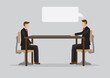 © UncleFredDesign - One-to-One Business Meeting Cartoon Vector Illustration