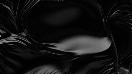 Wall Mural - Wave black fabric background with ripples and folds. Animated cloth texture in 4K. Seamless looped 3D animation of waving black cloth flag.