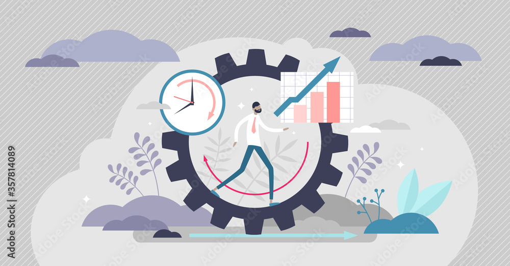 Productivity vector illustration. Job performance flat tiny persons ...