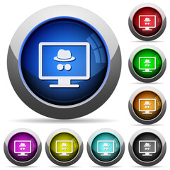 Sticker - Monitor with incognito symbol round glossy buttons