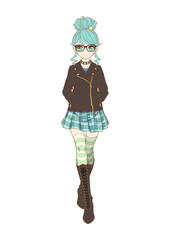 Sticker - anime style character full body illustration