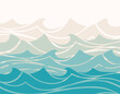 Blue water sea waves abstract vector background.