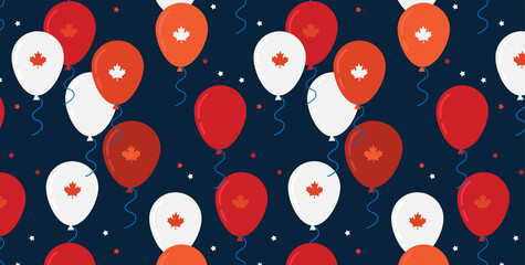 Wall Mural - Canada day celebration banner. Canada Independence Day Flying Flat Balloons In National Colors of Canada. Happy Independence Day Vector Illustration. Canadian Flag Balloons.